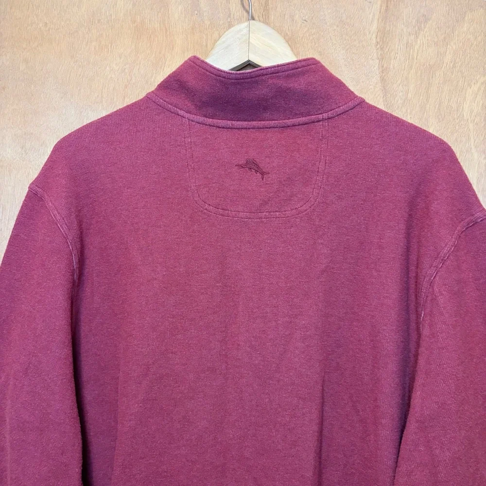 Tommy Bahama Pullover Mens XL Red Quarter Button Knit Sweatshirt Coastal Casual